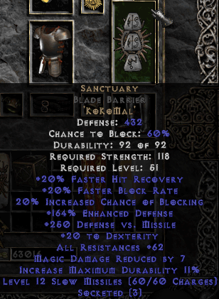 Sanctuary Rune Word in Blade Barrier